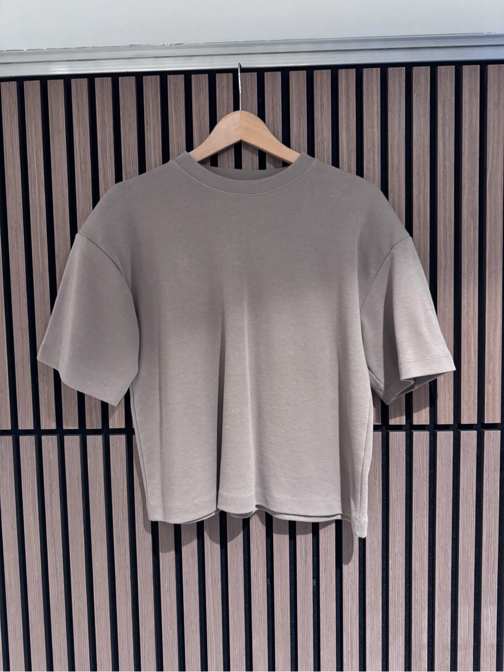 Zara Women's Short-Sleeve Crewneck Tee in Taupe